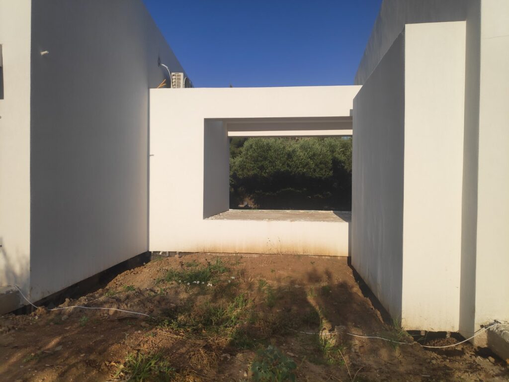 Exterior view of Elia Eco Houses showing the elegant design