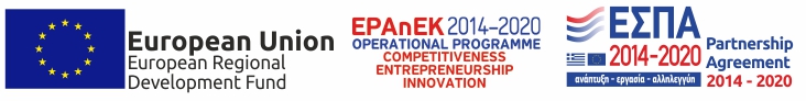 Banner showcasing the partnership agreement between ESPA (European Structural and Investment Funds) and Elia Eco Houses, aimed at regional development and innovation investment.